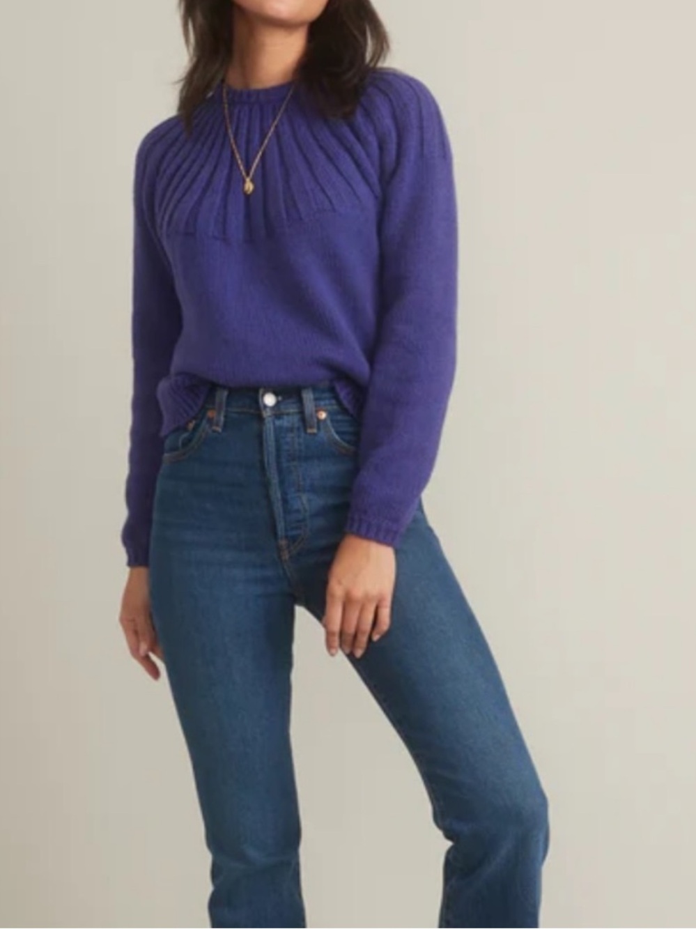 Marine Layer Chunky Knit Merino Blend Purple Sweater size S
